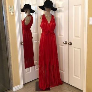 Sexy Belted Red Dress